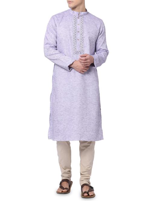 purple cotton kurta pyjama set - 16264072 - Standard Image - 1