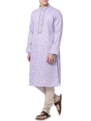 purple cotton kurta pyjama set - 16264072 - Standard Image - 2
