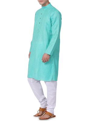 aqua blue solid kurta pyjama set - 16264075 - Standard Image - 2
