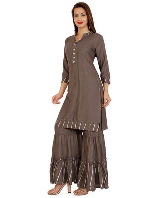 gota lace kurta palazzo set - 16264217 - Standard Image - 2