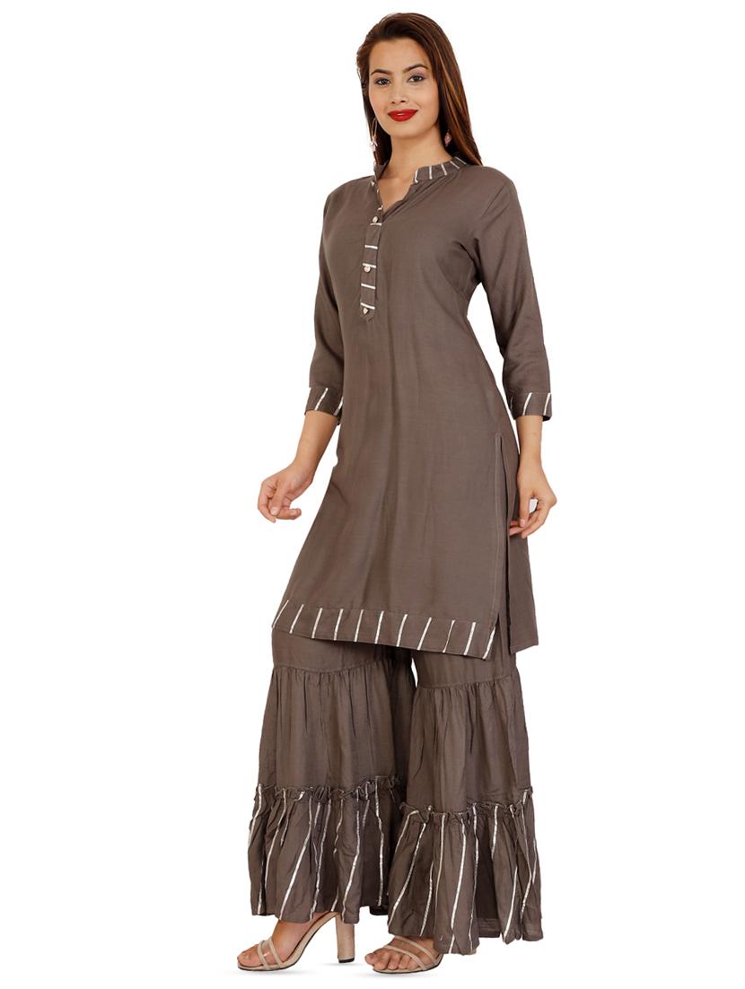 gota lace kurta palazzo set - 16264217 - Zoom Image - 2