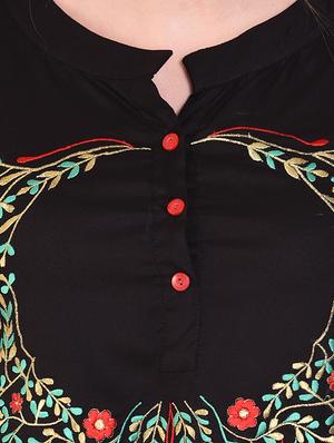 button detail floral embroidered top - 16264611 - Standard Image - 5