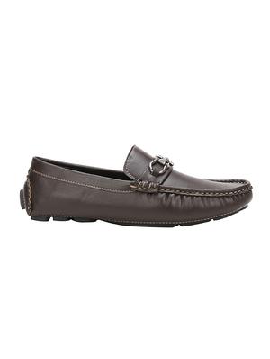 brown leatherette slip on loafers - 16265082 - Standard Image - 2