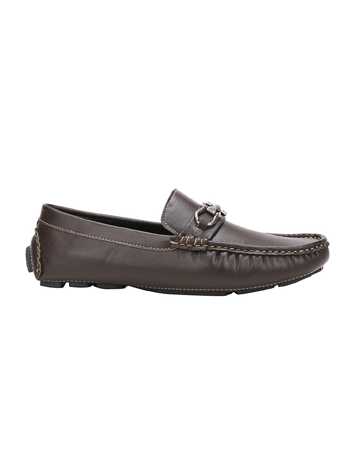 brown leatherette slip on loafers - 16265082 - Zoom Image - 2
