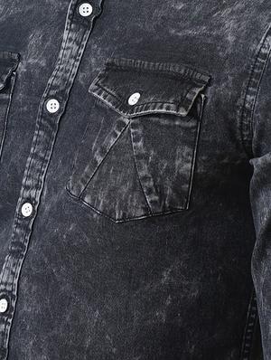 grey denim casual shirt - 16265202 - Standard Image - 5