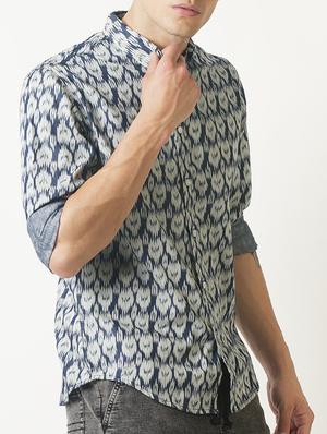 blue printed casual shirt - 16265208 - Standard Image - 2