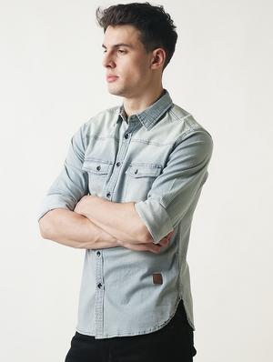 blue striped casual shirt - 16265211 - Standard Image - 2