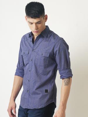 blue printed casual shirt - 16265212 - Standard Image - 2
