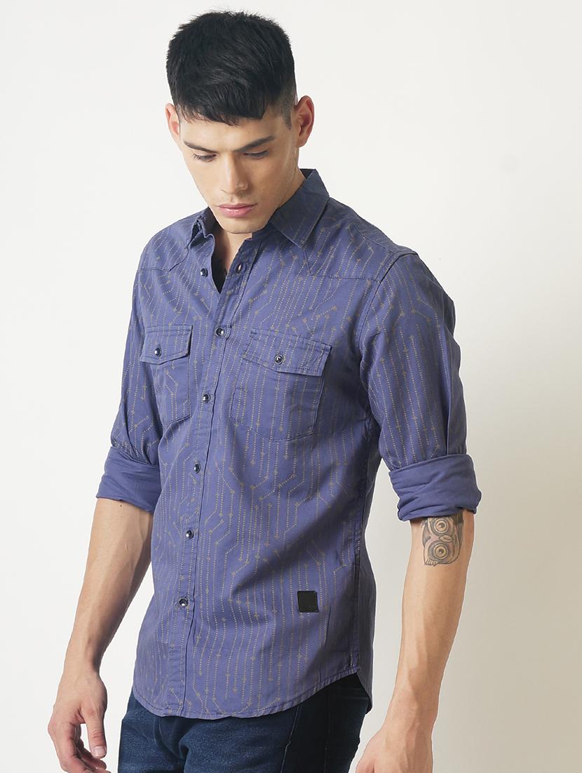 blue printed casual shirt - 16265212 - Zoom Image - 2