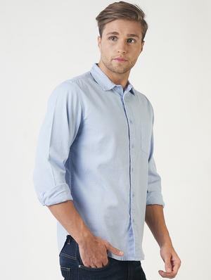 blue solid casual shirt - 16265218 - Standard Image - 2