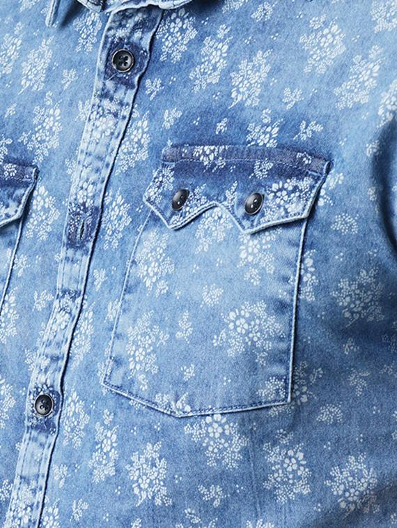 blue floral printed casual shirt - 16265229 - Zoom Image - 5