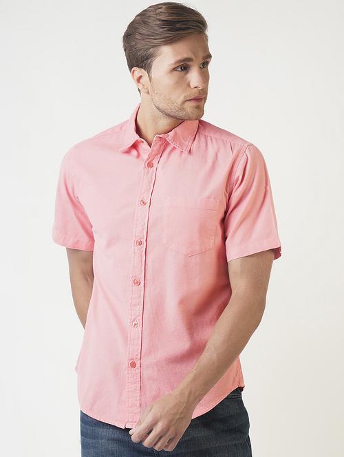 pink solid casual shirt - 16265234 - Standard Image - 1