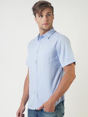 blue solid casual shirt - 16265235 - Standard Image - 2