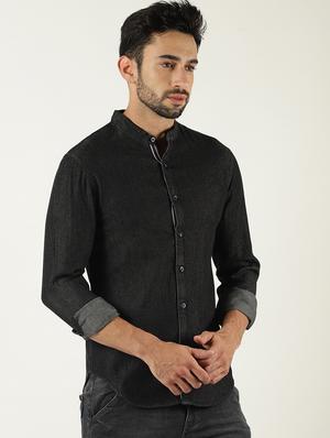 black denim casual shirt - 16265253 - Standard Image - 2