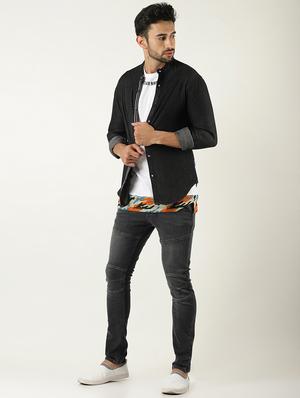 black denim casual shirt - 16265253 - Standard Image - 5