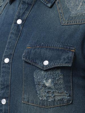 blue denim casual shirt - 16265263 - Standard Image - 5