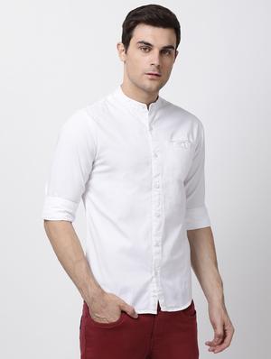 white solid casual shirt - 16265275 - Standard Image - 2