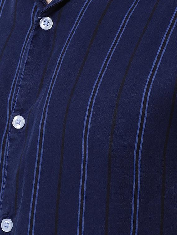 navy blue striped casual shirt - 16265280 - Zoom Image - 5
