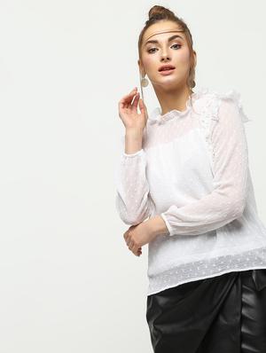 ruffle trim dobby top - 16265295 - Standard Image - 2