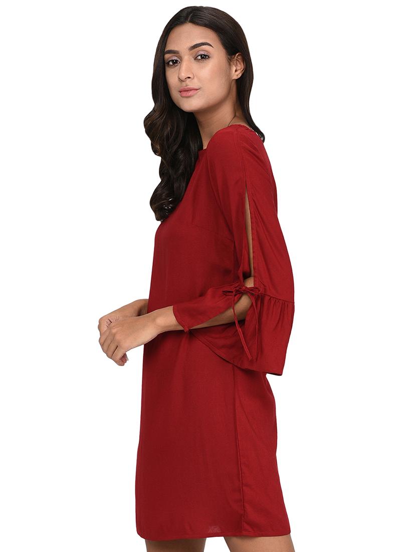 tie knot sleeved shift dress - 16265309 - Zoom Image - 2