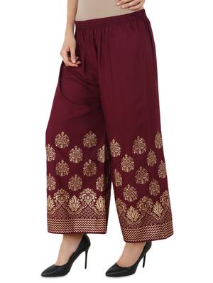 foil print flared palazzo - 16265593 - Standard Image - 2