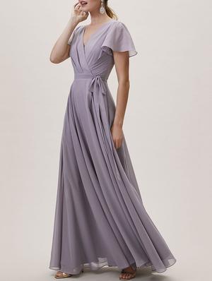 tie knot flute sleeve wrap dress gown - 16265603 - Standard Image - 2