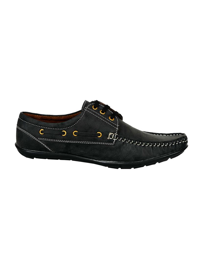 black leatherette lace up boatshoes - 16265664 - Zoom Image - 2