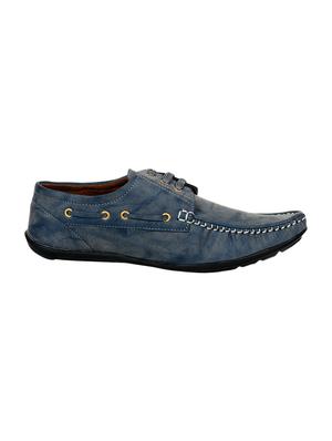 blue leatherette lace up boatshoes - 16265665 - Standard Image - 2