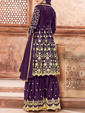 Embroidered semi-stitched suit - 16266019 - Standard Image - 2
