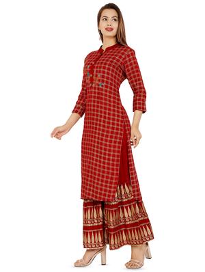 Checkered kurta palazzo set - 16266261 - Standard Image - 2