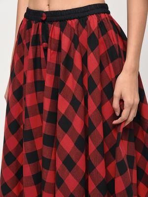 high rise checkered asymmetric skirt - 16266295 - Standard Image - 5