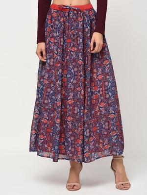 high rise drawstring floral skirt - 16266297 - Standard Image - 2
