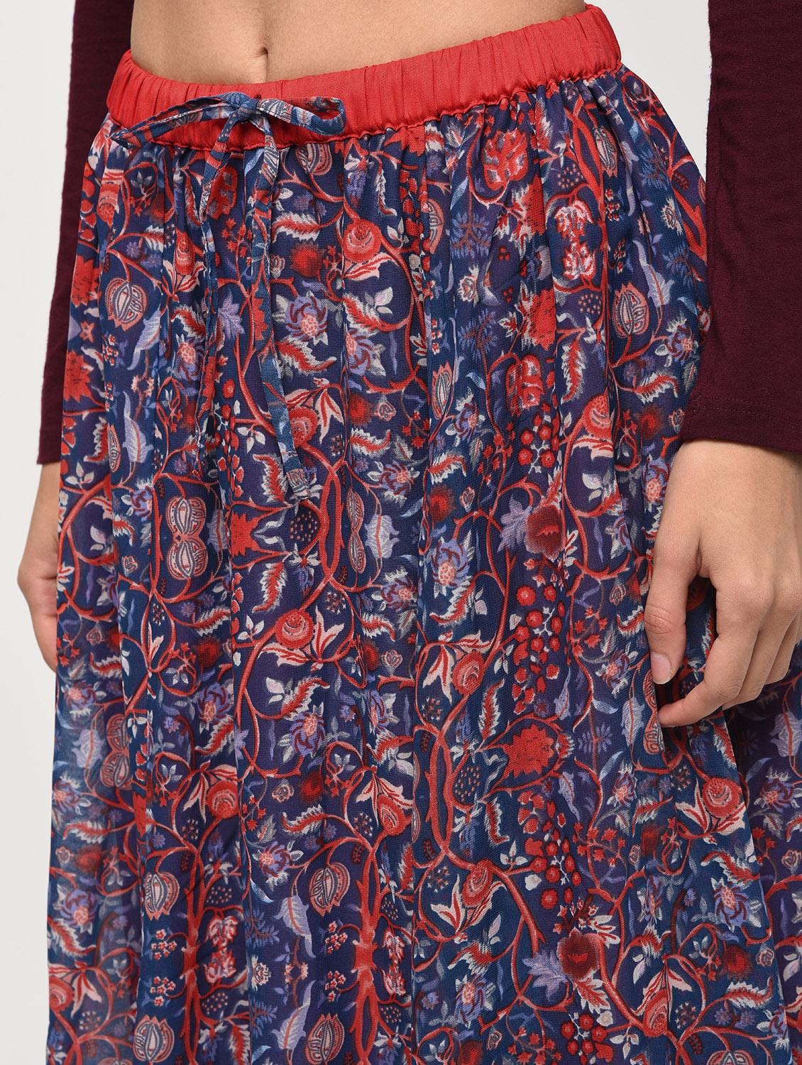 high rise drawstring floral skirt - 16266297 - Zoom Image - 5