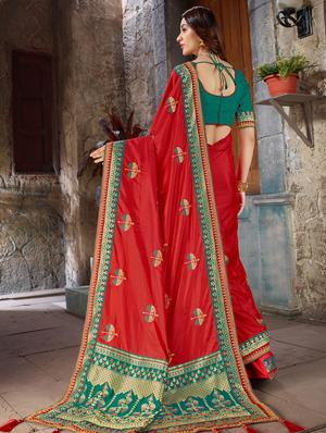 floral embroidered saree with blouse - 16266537 - Standard Image - 2
