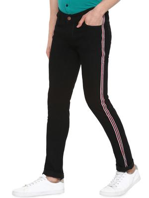 black cotton blend side tape jeans - 16266559 - Standard Image - 2
