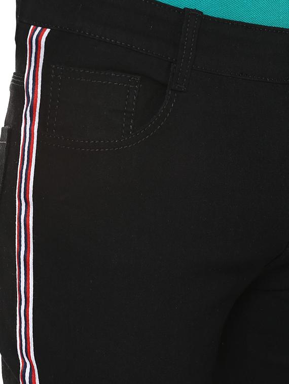black cotton blend side tape jeans - 16266559 - Zoom Image - 5