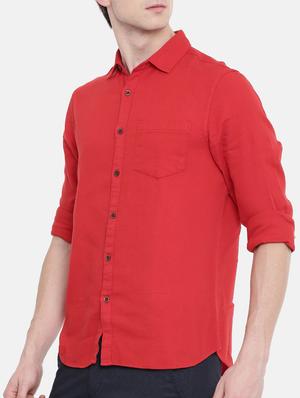 red solid casual shirt - 16268415 - Standard Image - 2