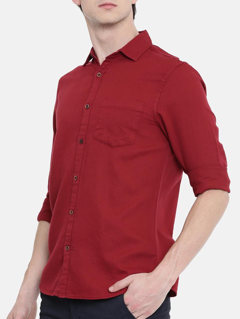 maroon solid casual shirt - 16268416 - Zoom Image - 2