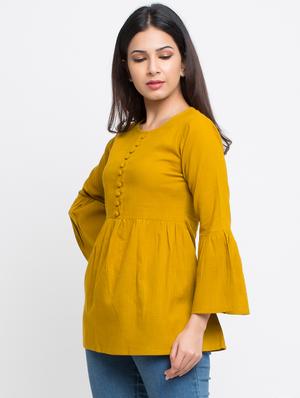 botton detail bell sleeved top - 16269293 - Standard Image - 2