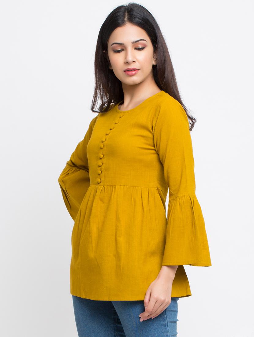 botton detail bell sleeved top - 16269293 - Zoom Image - 2