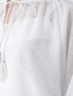 tassel tie up dobby top - 16269563 - Standard Image - 5
