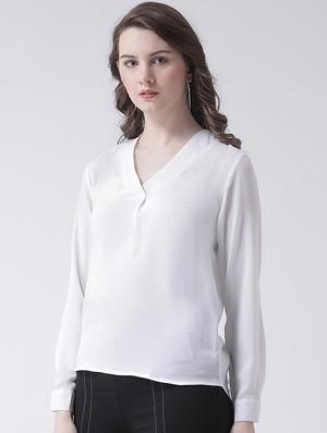 v neck solid top - 16269565 - Standard Image - 2
