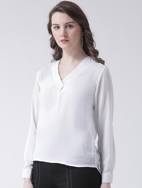 v neck solid top - 16269565 - Zoom Image - 2