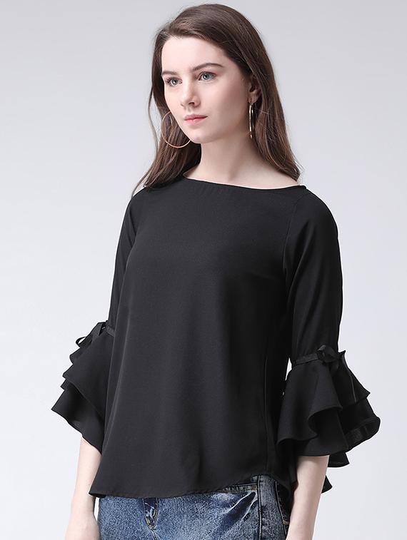 layered ruffle boat neck top - 16269567 - Zoom Image - 2