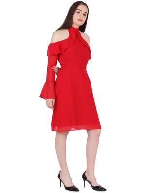 cold shoulder flute sleeves dress - 16269704 - Standard Image - 2