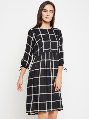 Sleeve detail checkered pocket dress - 16269719 - Standard Image - 2