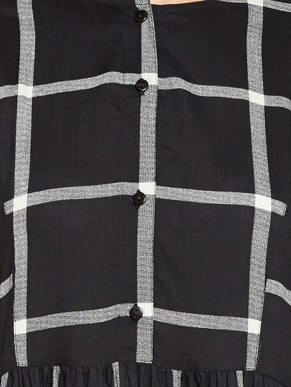 Sleeve detail checkered pocket dress - 16269719 - Zoom Image - 5
