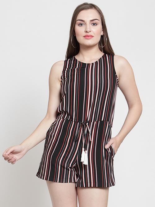 tassel tie up striped romper - 16270276 - Standard Image - 1