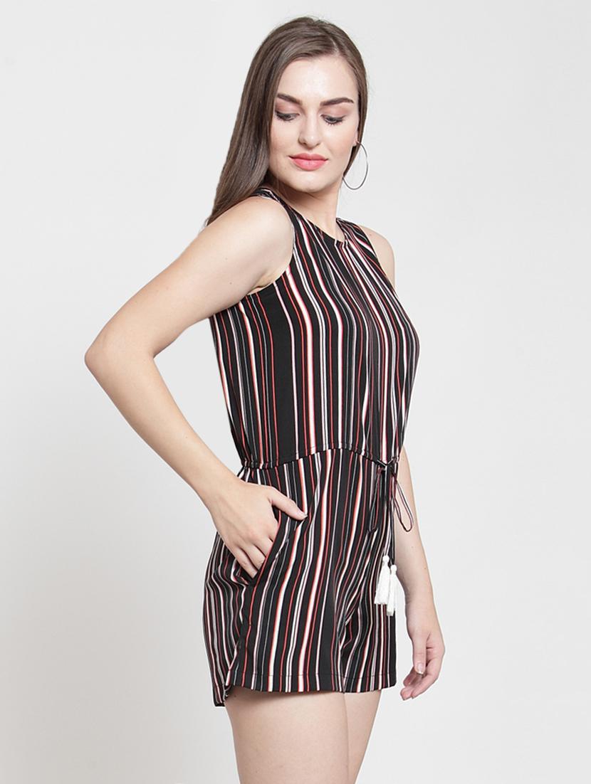 tassel tie up striped romper - 16270276 - Zoom Image - 2