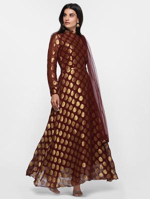 Brocade kurta churidaar suit set - 16270560 - Standard Image - 2